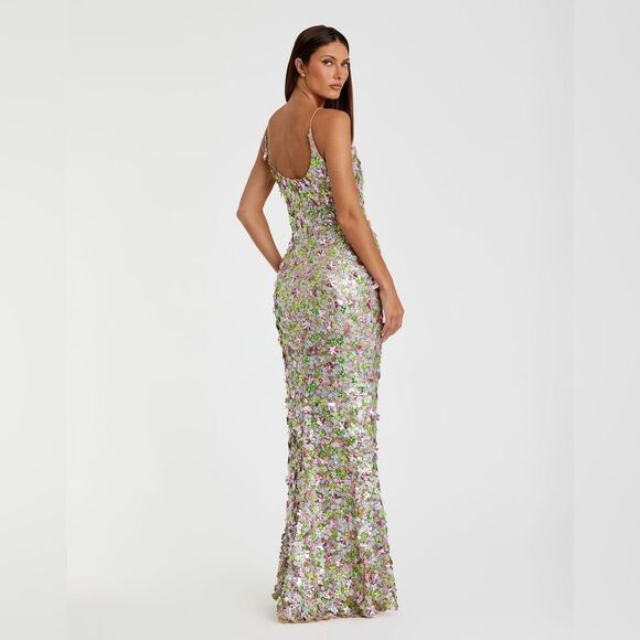 MAC DUGGAL 6153 Multicolor Sleeveless Floral Paillette Embellished Mesh Gown - Picture 6 of 15